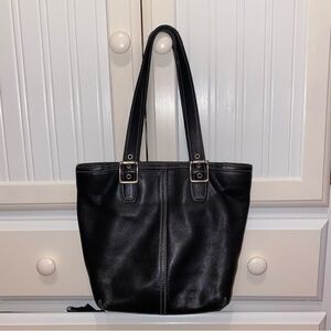Coach Black Leather Tote Bag